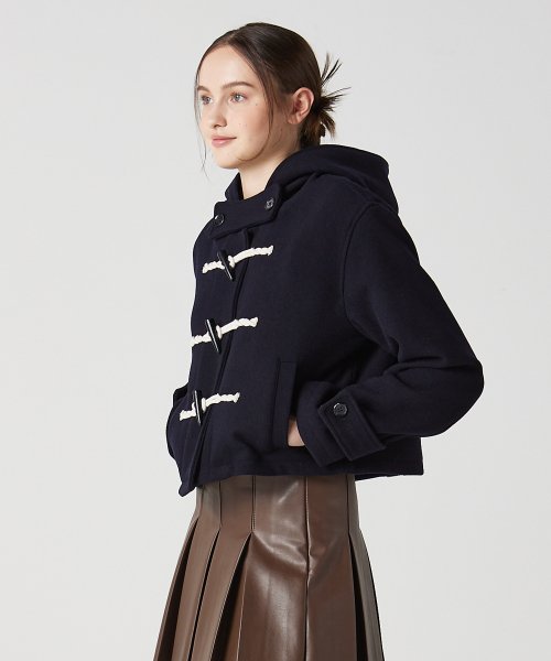 Укороченный дафлкот с капюшоном Dark Navy
