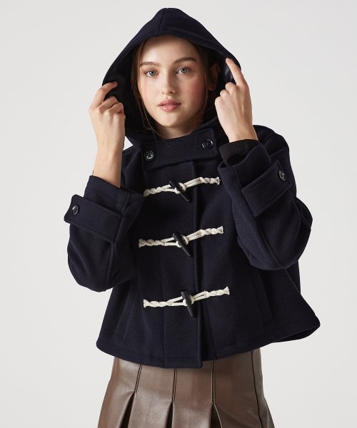 Укороченный дафлкот с капюшоном Dark Navy