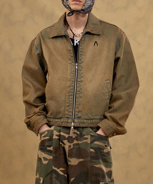 вошеный на молнии Denim куртка (Desert Sand)