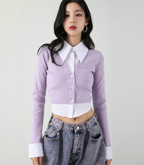 MUSINSA AVANDRESS Shirt Layered Crop Cardigan SORA