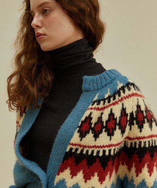 V-вырез Nordic Alpaca кардиган (Indi Blue)