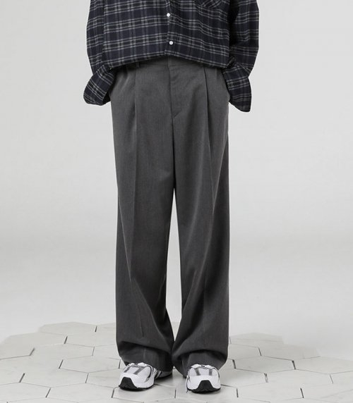 Modern Onetuck Wide Slacks CHARCOAL