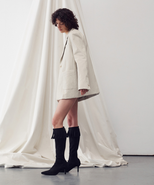 OVER-FIT SINGLE LEATHER куртка кремовый