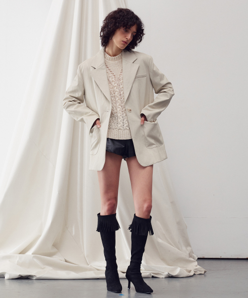 OVER-FIT SINGLE LEATHER куртка кремовый