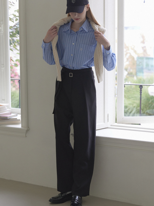 High Waist Belted брюки - чёрный