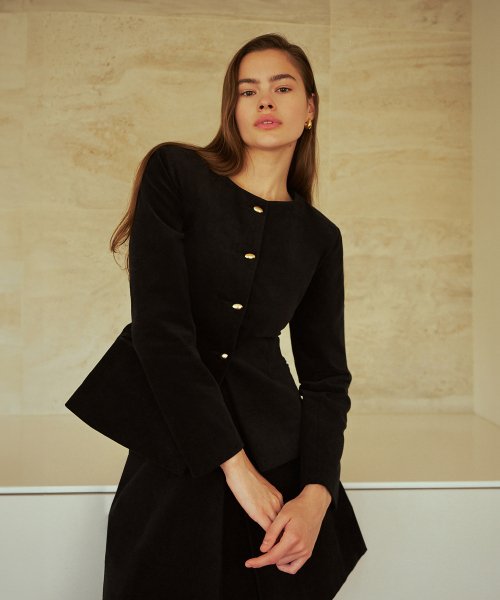 Lou Single button velvet куртка (black)
