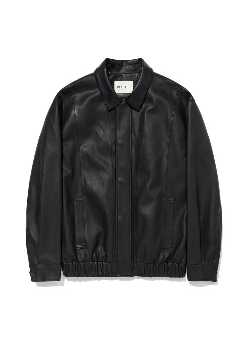 Vegan Leather Blouson Jacket (Black)