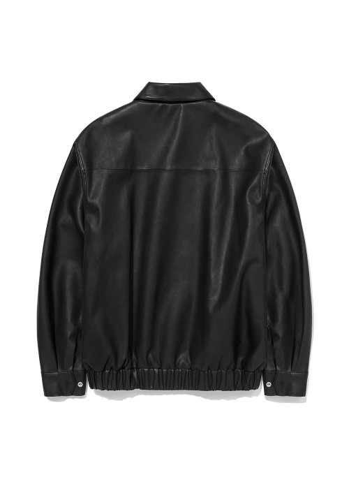 Vegan Leather Blouson Jacket (Black)