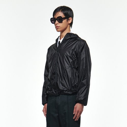 Drawstring Hooded Jacket [Black]