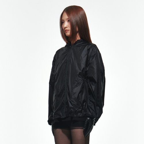 Drawstring Hooded Jacket [Black]