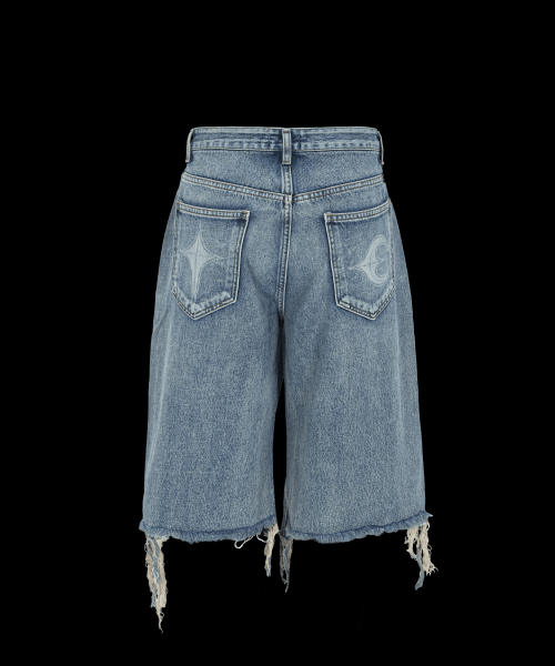 MUSINSA | THUG CLUB Double Knee Denim Shorts - Blue