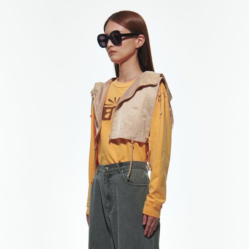 Open Hooded Vest [Pale Peach]