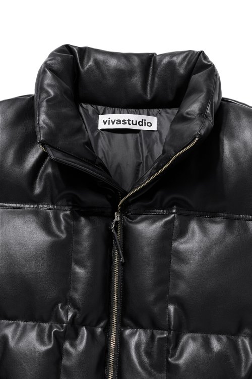 LEATHER PUFFER [BLACK]