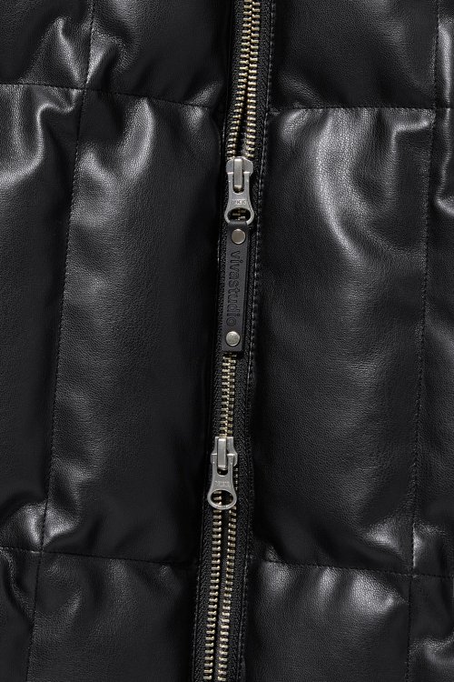 LEATHER PUFFER [BLACK]