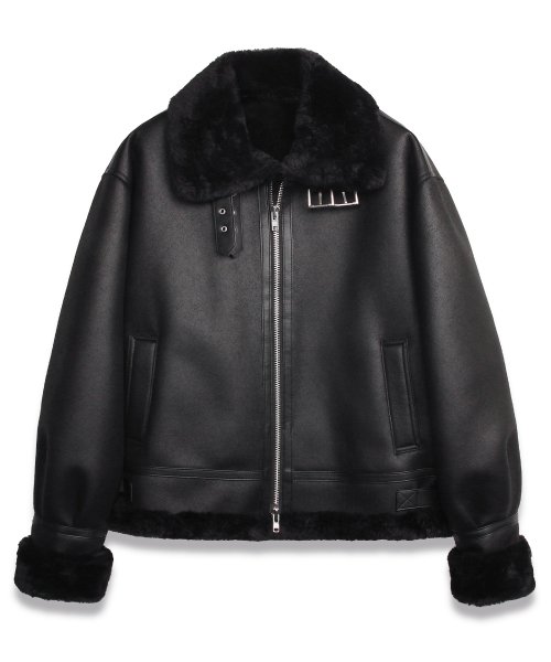 MUSINSA | ドフジェーソン High neck leather mouton jacket NOIR