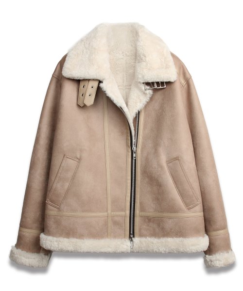 MUSINSA | DOFFJASON High neck double mouton jacket BEIGE