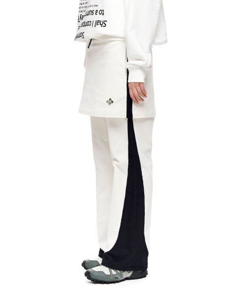 CORDUROY WAVE SKIRT PANTS / white