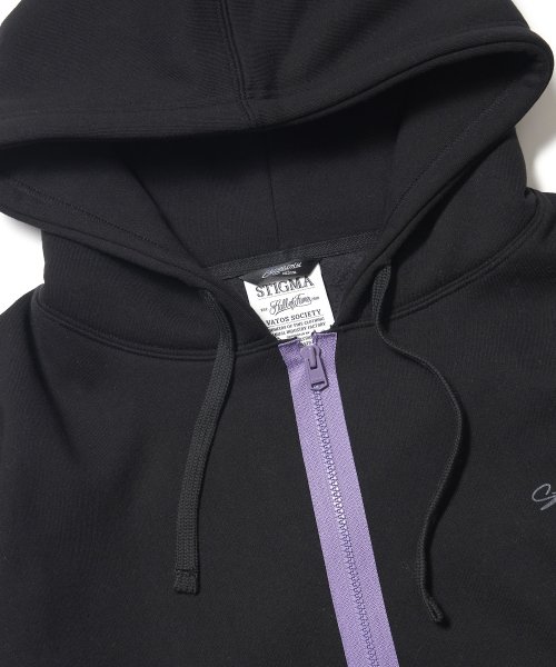 ZIPPER OVERSIZED ZIP UP HOODIE BLACK