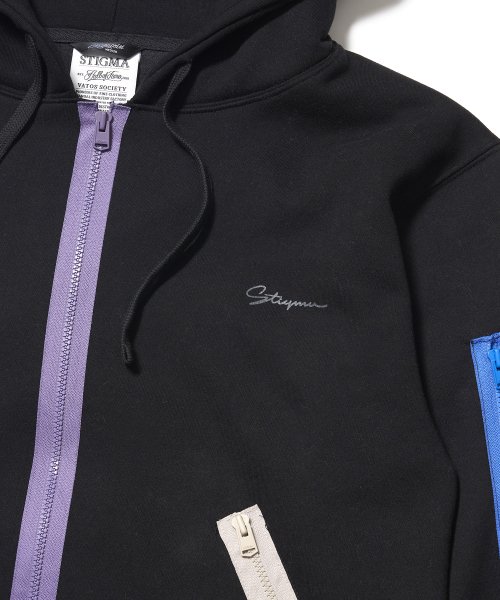 ZIPPER OVERSIZED ZIP UP HOODIE BLACK