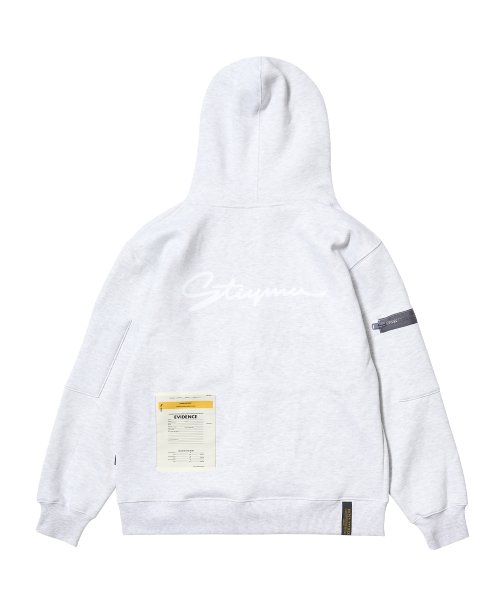 ZIPPER OVERSIZED ZIP UP HOODIE WHITE MELANGE