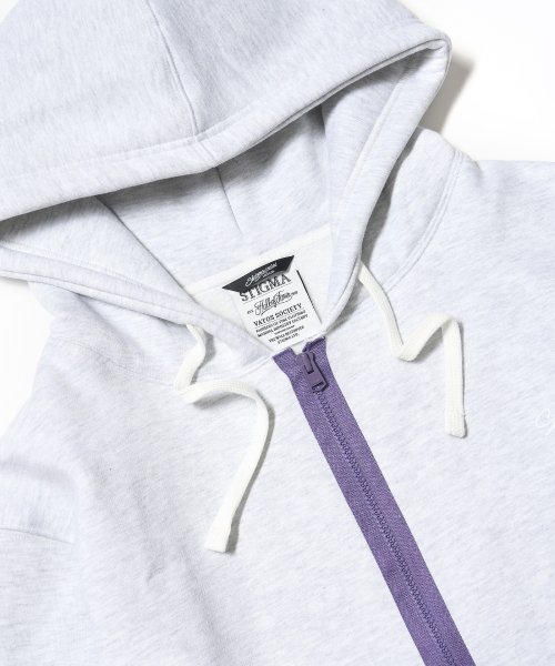 ZIPPER OVERSIZED ZIP UP HOODIE WHITE MELANGE