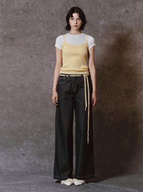 RIBBED SLEEVELESS KNIT TOP - LEMON
