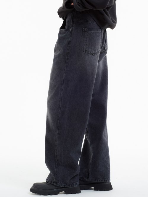 Wide Denim Pants Black