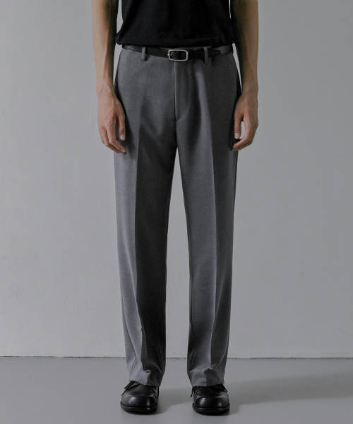 203 SOLID SILHOUETTE WIDE PANTS [MELANGE GRAY]