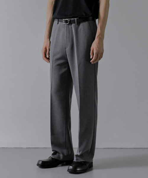 203 SOLID SILHOUETTE WIDE PANTS [MELANGE GRAY]