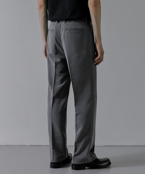 203 SOLID SILHOUETTE WIDE PANTS [MELANGE GRAY]