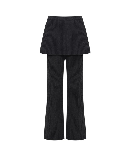 MUSINSA | LETTER FROM MOON Skirt layered bootcut knit pants (charcoal)