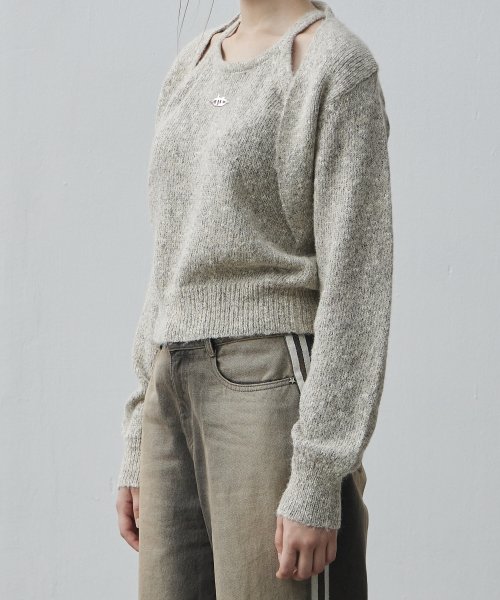 MUSINSA | HEIM Layered Bolero Knit (Oatmeal)