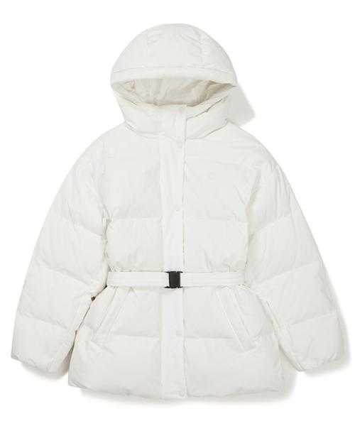[23FW clove] Hooded Long Goose Down Jacket (White)