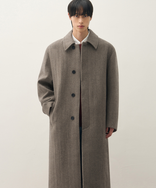 Check Wool Coat [BROWN]