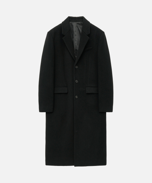 PREMIER WOOL SINGLE CHESTER COAT [BLACK]