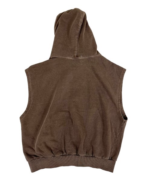 brown zip up vest