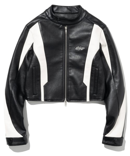 MUSINSA | NOT4NERD W Incision Leather Jacket - Black