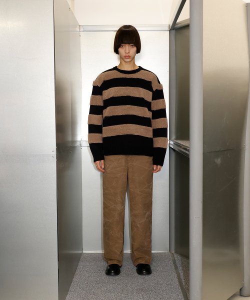 MUSINSA | シグネチャー Boucle striped knit [brown]