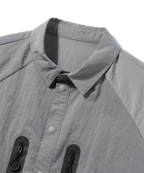 WCL012_LIGHT REFLECTION RIP STOP HALF SHIRTS_Silver