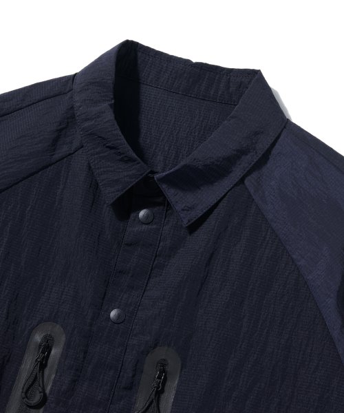 WCL013_LIGHT REFLECTION RIP STOP HALF SHIRTS_Navy