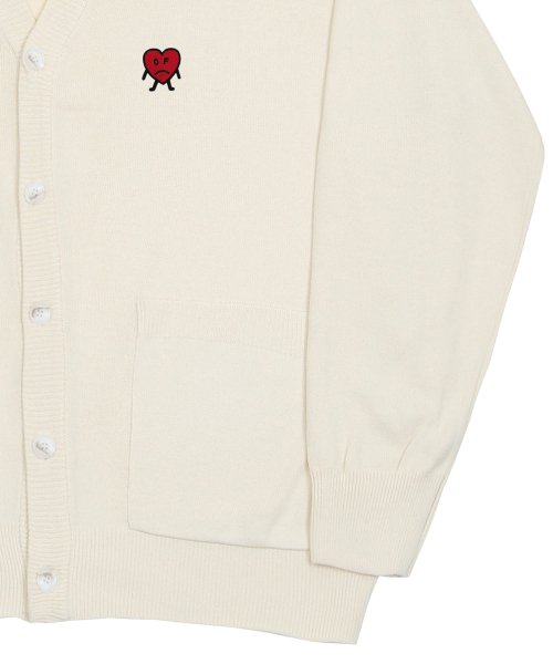 Трикотажный кардиган с вышивкой сердечка Unisex Cream
