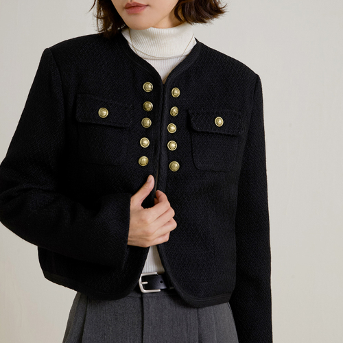 LS_Gold button celebrity jacket_BLACK