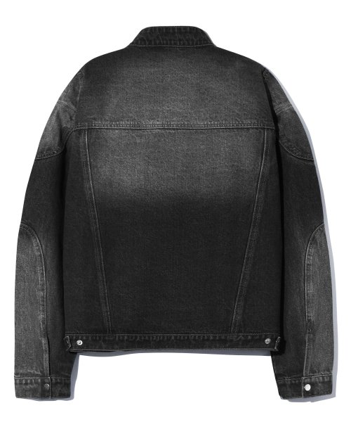 Байкерская джинсовка с эффектом потертости (BLACK)