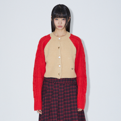 COLOR BLOCK KNIT CARDIGAN BEIGE BP4KG001