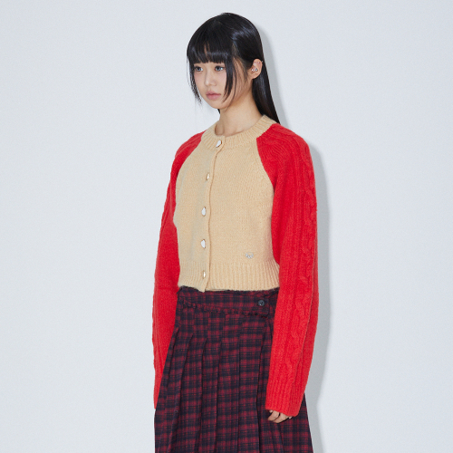 COLOR BLOCK KNIT CARDIGAN BEIGE BP4KG001