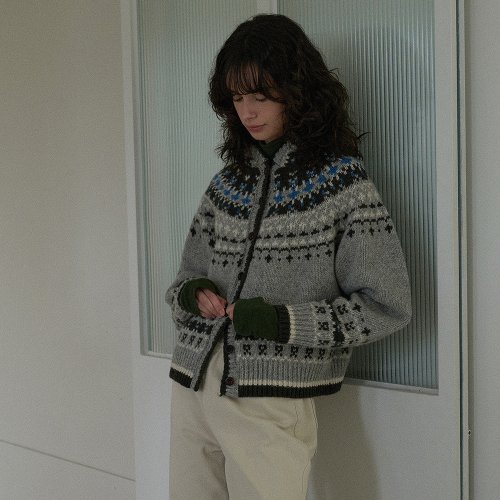 URAGO_Jacquard hoodie cardigan