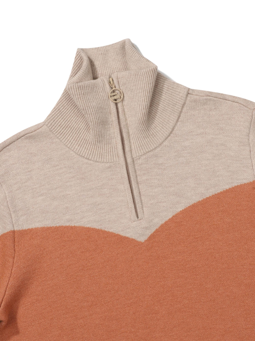 Свитер на молнии W Color Block_Camel