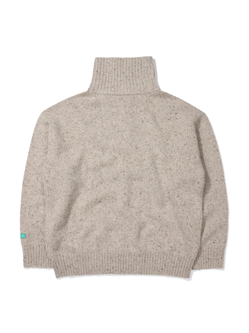 Микс-текстурный свитер с полумолнией Melange Beige