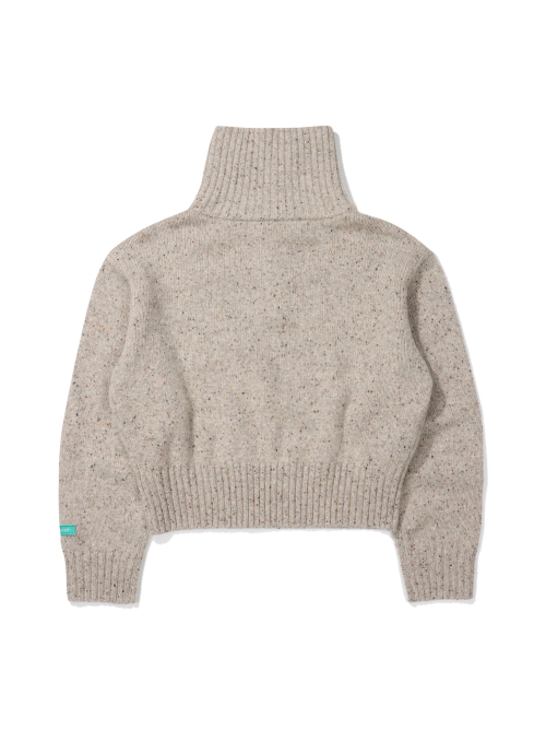 Микс-текстурный свитер с полумолнией Melange Beige