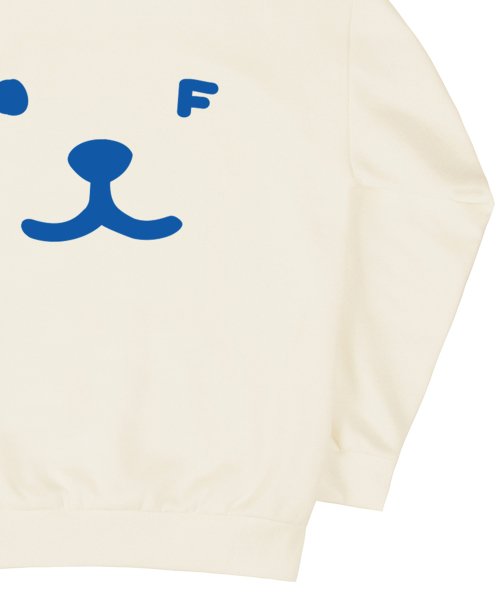 [UNISEX] Худи с принтом щенка и смайлом_Cream/Blue logo